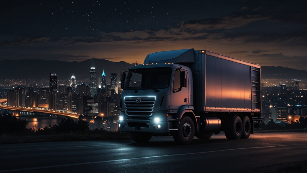 Truck overlooking city
